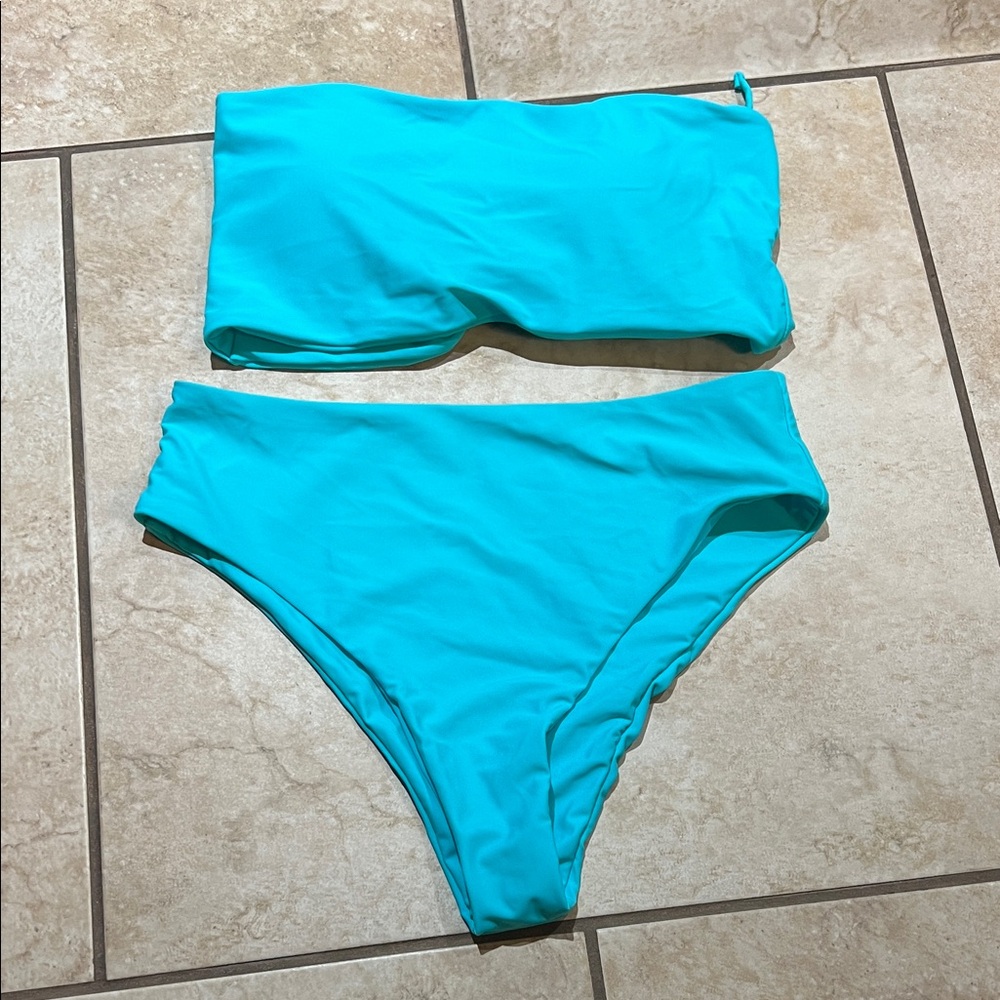 SHEIN Turquoise Bandeau Bikini Set